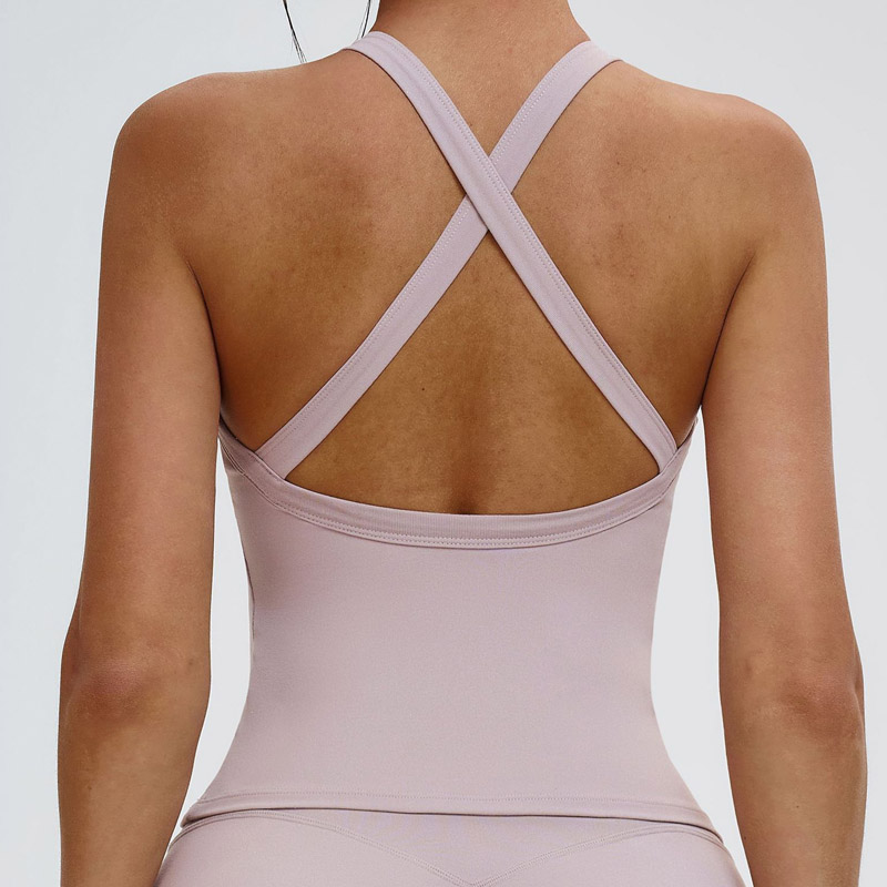 Soild Cross Stapys Yoga Vest Sport Running Loose Fitting Deportivo Fitness Mujer High Impact Athletic Top for Women Gym