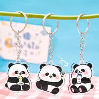 Porte-clés en acrylique imprimé avec un adorable motif de personnage de panda, pour la décoration de sac