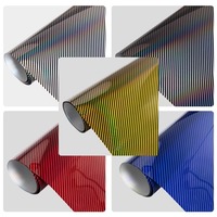 9D PET PVC fibre de carbone haute brillance argent bleu rouge arc-en-ciel doré emballage vinyle film autocollant voiture moto autocollant film