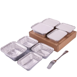 Différentes tailles de contenants alimentaires jetables à emporter en <span class=keywords><strong>aluminium</strong></span> avec couvercle Boîte d'emballage <span class=keywords><strong>alimentaire</strong></span> personnalisée Boîtes à lunch de restauration avec couvercle - Product Image 4