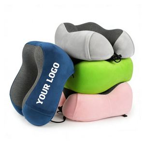 Xdh802 Memory Foam <b>U</b>-<b>Shaped</b> <b>Pillow</b> Support Cushion Logo Portable Travel Car Airplane Neck Rest Set - Product Image 1