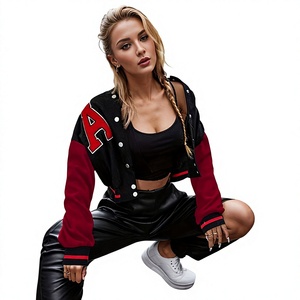 Veste universitaire pour femme, style streetwear, avec logo personnalisé, grande taille, en polaire courte, pour l'hiver, tenue décontractée pour femme, vente en gros - Product Image 2