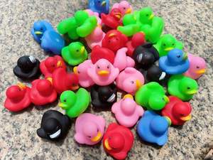 Elarve Multicolored Mini Multicolor Rubber Squeeze Toys Baby <b>Bath</b> Ducky Bathtub Pool Squeaky Little Duck Shower/Party - Product Image 2