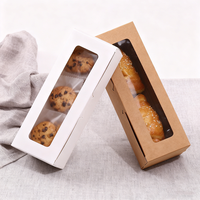 Boîtes à pâtisserie en papier kraft écologique transparentes avec fenêtre rectangulaire pour macarons, tartes aux œufs, petits gâteaux