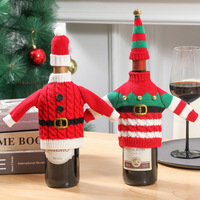Weihnachten Neujahr Abendessen Tisch dekoration Pullover Kleid ELF Kleidung Set Weihnachten Weinflasche Abdeckung Tasche für festliche Dekorationen