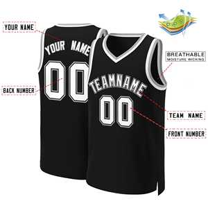 Maillot de basket-ball classique personnalisé noir et blanc - Product Image 3