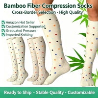 Chaussettes de compression en fibre de bambou premium 2026 pour femmes et hommes, hauteur mollet, soutien gradué, pour la course, la corde à sauter, le fitness et la récupération
