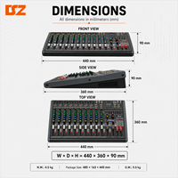 Console de mixage audio 12 canaux en plastique DSZ avec interface USB-XLR pour spectacles en extérieur et karaoké familial - Mixage stéréo professionnel