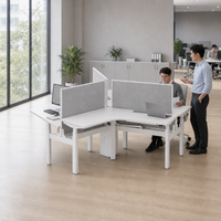 Poste de travail de bureau électrique réglable en hauteur, modulaire, pour 3 personnes, bureau dos à dos, mobilier de bureau commercial pour équipe