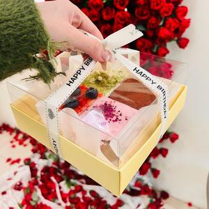 IMEE personalizado crema <span class=keywords><strong>amarillo</strong></span> plástico PET tapa transparente <span class=keywords><strong>queso</strong></span> pastel pastelería pastel hornear caja de embalaje - Product Image 6