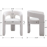 Fauteuil rembourré en bouclette blanche, dossier incurvé moderne, chaise d'appoint pour chambre à coucher, salon, hall d'hôtel
