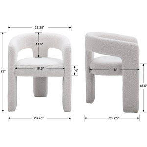 Poltrona Imbottita in Bouclé Bianco, Sedia Moderna con Schienale Curvo per Camera da Letto, Soggiorno, Hall d'Hotel - Product Image 2