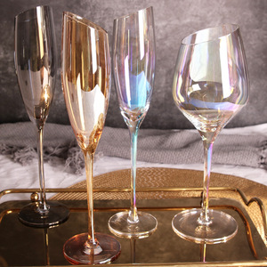 Verre à vin et flûte à <span class=keywords><strong>Champagne</strong></span> pour Table de mariage, moderne, personnalisé, longue tige, bord incliné en cristal, gobelet coloré - Product Image 3
