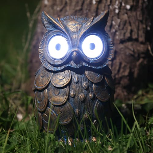 Sculpture d'extérieur personnalisée en polyrésine, hibou à LED solaire, résistante à l'eau, artisanat en résine fait main, décoration de jardin et de cour, éclairage nocturne - Product Image 3