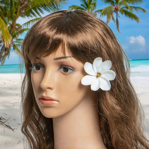 Hawaïen Tropical <span class=keywords><strong>Artificielle</strong></span> 8CM EVA Partie Blanc Mousse <span class=keywords><strong>Tiaré</strong></span> <span class=keywords><strong>Fleur</strong></span> w Pointe Jaune Oreille Pick Accessoires <span class=keywords><strong>De</strong></span> Cheveux <span class=keywords><strong>De</strong></span> Mariage - Product Image 6