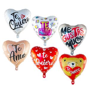 Nouveau <span class=keywords><strong>18</strong></span> pouces saint valentin <span class=keywords><strong>espagnol</strong></span> en forme de coeur ballon mariage Confession Te Amo ours pêche aluminium <span class=keywords><strong>Film</strong></span> ballons Thanksgiving - Product Image 4