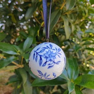 Palline di <span class=keywords><strong>Natale</strong></span> Decorative in Ceramica <span class=keywords><strong>Blu</strong></span> e Bianca Fatte a Mano di Jingdezhen di Fabbrica, Regali Natalizi Originali, Riutilizzabili ed Ecologici - Product Image 3