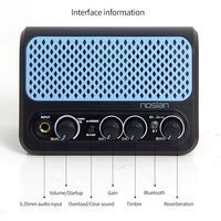 Amplificateur de guitare électrique rechargeable 10 watts en ABS avec effets de distorsion, son clair et réverbération pour Bluetooth