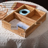 Organisateur multifonctionnel à 1 niveau en rotin artisanal, simplicité moderne, écologique, durable, sûr pour la télécommande
