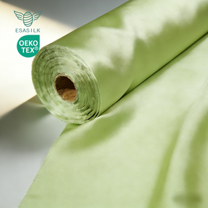 Tissu en satin charmeuse de soie de mûrier 100% pure non toxique, tissé, teint uni, respirant, 16/19/22/25/30/40MM, pour literie, rideaux et robes - Product Image 2