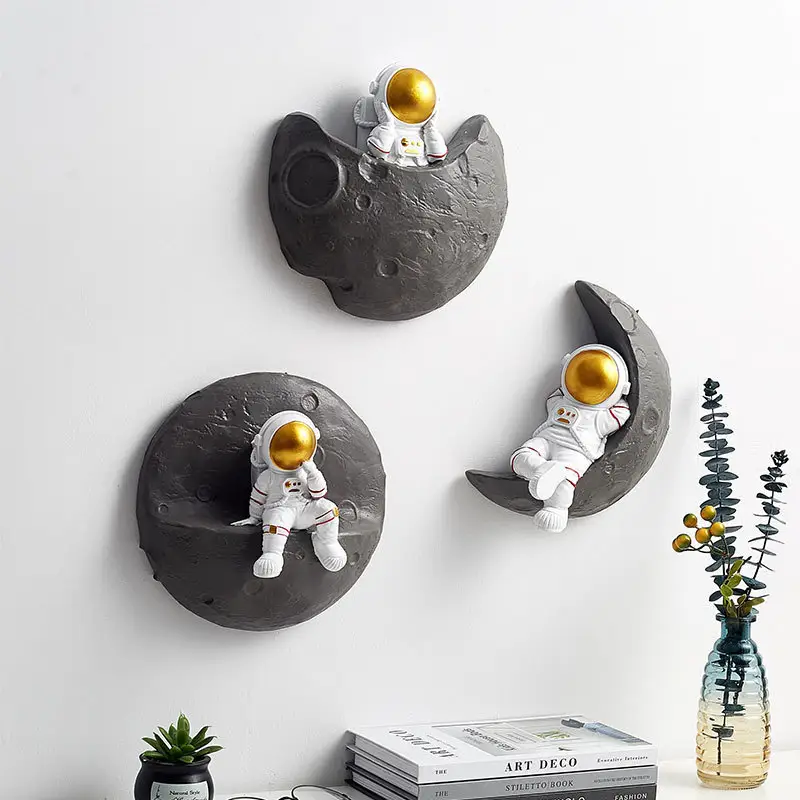 Pingente de escultura espacial de resina <span class=keywords><strong>astronauta</strong></span>, pingente de estatueta, boneca para presente, decoração de parede para crianças