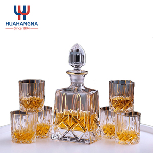 Bộ 7 Bình Thon Cổ Rượu Whiskey Viền Vàng Pha Lê Không Chì 800Ml 27Oz Với 6 Ly Cốc Rượu Scotch - Product Image 6