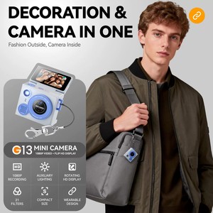 Nouvelle mini caméra G13, vidéo 1080P, écran HD rotatif, double objectif, caméra pour enfants avec filtres et lampe torche LED pour étudiants et enfants - Product Image 3