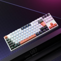 Clavier mécanique filaire 87 touches en gros d'usine, effets de rétroéclairage RGB, interrupteurs rouges, clavier de bureau, langues personnalisables