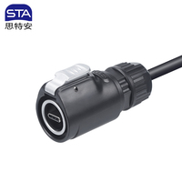 Adaptador de Carga Rápida Tipo C 3.1, Impermeable IP67, Hembra a Macho, Conector Industrial de Aviación para Montaje en Panel
