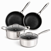 Ensemble de casseroles en acier inoxydable triple couche, poêle antiadhésive, casserole, faitout, compatible gaz et induction