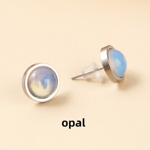 Vente chaude Boucles D'oreilles En Acier Inoxydable 10mm Naturel turquoise rose quartz agate Pierre Boucles D'oreilles Pour Les Femmes Bijoux - Product Image 3