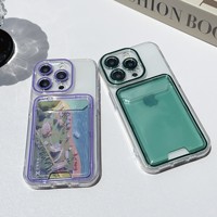Étui de téléphone porte-carte deux-en-un de gelée de luxe pour iPhone 16 Pro 15 14 Plus 13 12 11 Pro Max sac de carte d'identité couverture arrière colorée
