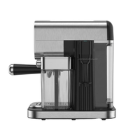 Machine à café semi-automatique métallique autonettoyante, réservoir d'eau 0,9 L, réservoir de lait 0,45 L, faible entretien, expresso chaud et froid