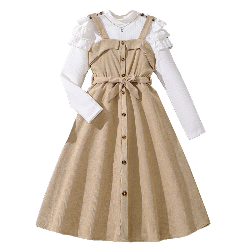 slim fit dress slacks Girls' Dandelions in Fall 3/4 Sleeve Pocket Twirl Dress Size: 5/6 by Mila & Rose main image 1