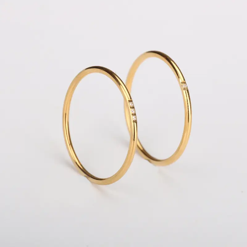 2024 New Fashion Round Coil One Diamond Plated ring 18K Gold Light Luxury style 316L Stainless Steel Ring For Women