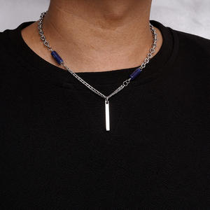 मी जापानी कोरियाई शैली सरल स्टार अक्षर वर्ग छड़ी लंबी हार स्टेनलेस स्टील पेलेंट हिप हॉप फैशन यूनिसेक्स - Product Image 3