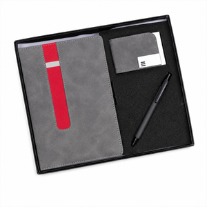 Set de Regalo Corporativo Aurelux: Agenda de Cuero Sintético Gris, Bolígrafo y Tarjetero, Kit de Planificador de Negocios para Empleados de Oficina - Product Image 1