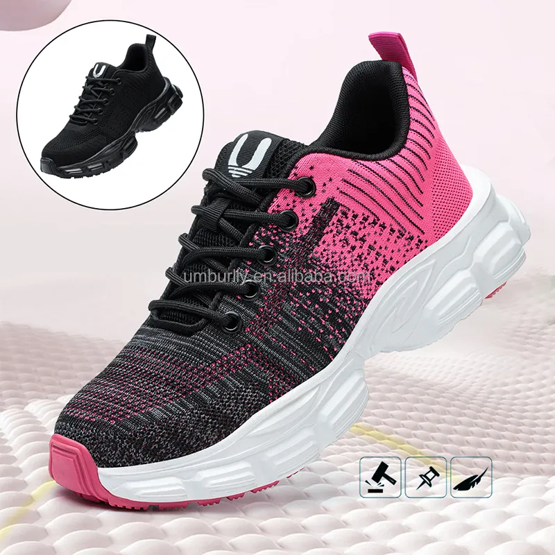MD Outsole Anti-slip Sporty Women Safety Shoes Breathable Steel Toe Safety Shoes Light Weight