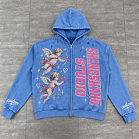 Fabricantes de Ropa Personalizada, Sudadera con Capucha de Felpa Francesa Gruesa, Estampado DTG, Hombros Caídos, Estilo Vintage, Lavado Ácido, Desgastada