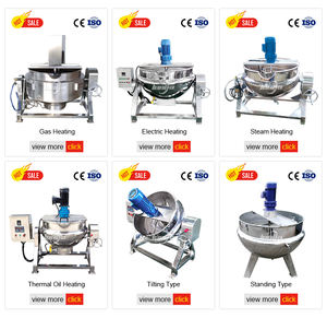 Ragoût de viande 200 litres marmite industrielle 1000L marmite à double paroi gaz stationnaire bouilloire à vapeur avec un dispositif d'agitation - Product Image 2