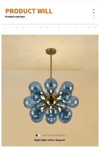Blu nordico palloncino bolla di vetro ciondolo <span class=keywords><strong>lampadario</strong></span> per la decorazione della casa per soggiorno camera da letto per Amazon per ristorante Bar lampada - Product Image 3