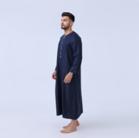 Thobe Thawb brodé marocain respirant en polyester pour hommes arabes musulmans, tendance et toutes saisons, vente en gros