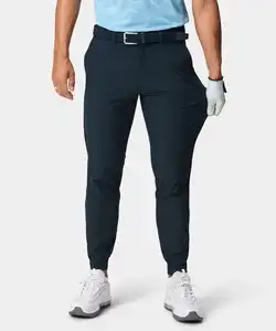 Kustom Logo pria Slim Fit melar elastis cepat kering olahraga lari kasual Jogger Golf celana panjang dengan ritsleting