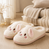 Pantoufles en peluche lapin, mules douces en polaire, antidérapantes pour l'intérieur, chaussures d'hiver pour femmes