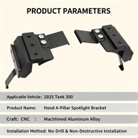 Support de fixation de projecteur en aluminium CNC de haute qualité pour montant A, pour Tank 300 GWM TANK, support de phare tout-terrain, fixation non destructive sur capot
