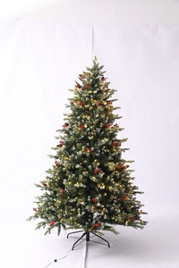 Bán buôn 6ft 7ft 8ft LED pre-ánh sáng sơn trắng sang trọng New Cây giáng sinh với <span class=keywords><strong>Red</strong></span> Berry Pine Cone - Product Image 3