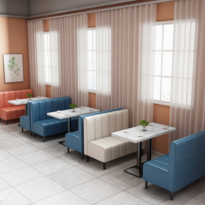 Juego de Muebles Modernos para Restaurante con Sillas de Cuero PU, Mesas de Imitación de Mármol, Estructura Metálica, Diseño Contemporáneo para Cafetería o Comedor - Product Image 4