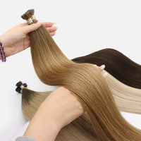 Extensions de cheveux humains vierges russes à double trame 100% naturelles, pointes plates en kératine, cheveux Remy de qualité supérieure, pré-collés