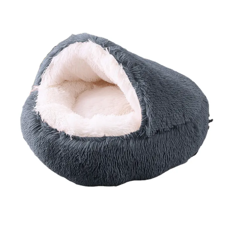工場卸売滑り止め底ソフトドーナツ犬ペットベッド洞窟猫ベッド半密閉型冬暖かい屋内洗える丸いペットベッド