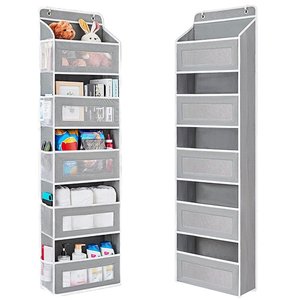 Organizador de Ropa Plegable de 5 Niveles con Gancho para Puerta, Estante de Almacenamiento Colgante con Bolsillos Laterales de Malla, Antideslizante, Gran Capacidad, para Baño - Product Image 1